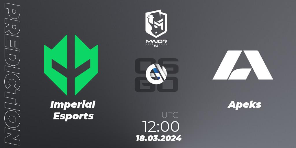 Imperial Esports - Apeks: Maç tahminleri. 18.03.24, CS2 (CS:GO), PGL CS2 Major Copenhagen 2024 Challengers Stage