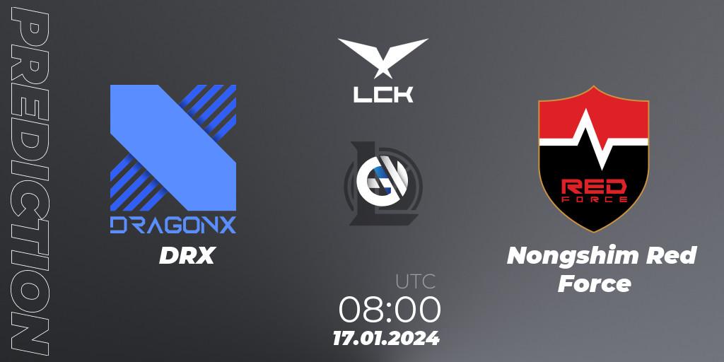 DRX - Nongshim Red Force: Maç tahminleri. 17.01.2024 at 08:15, LoL, LCK Spring 2024 - Group Stage