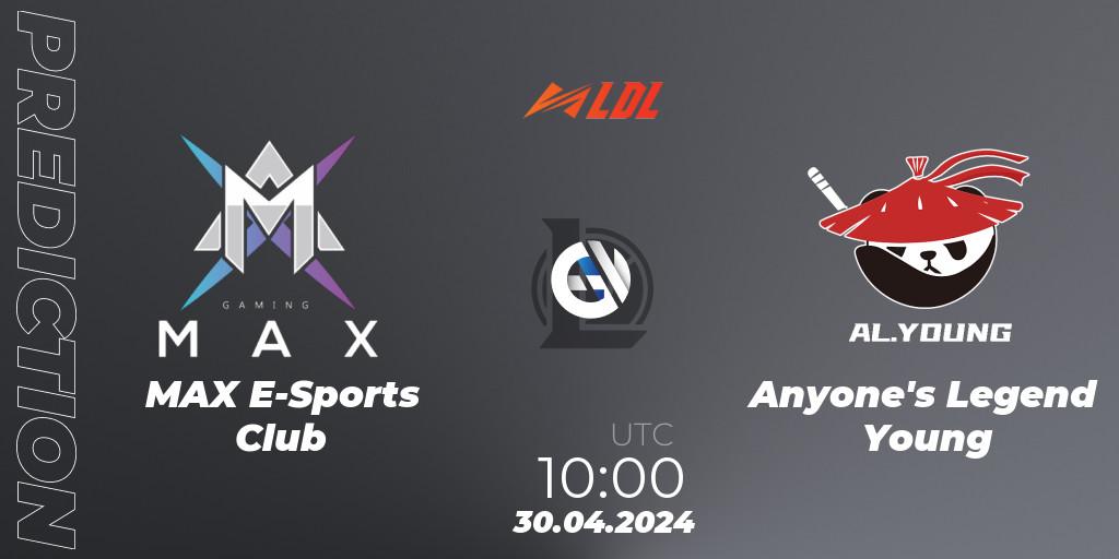 MAX E-Sports Club - Anyone's Legend Young: Maç tahminleri. 30.04.2024 at 10:00, LoL, LDL 2024 - Stage 2