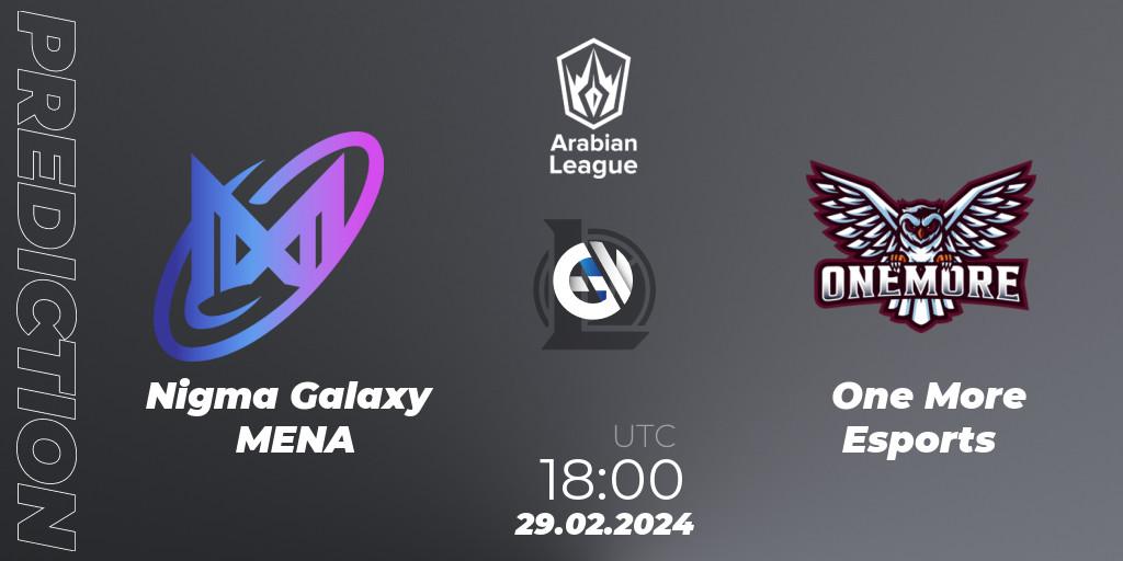 Nigma Galaxy MENA - One More Esports: Maç tahminleri. 29.02.24, LoL, Arabian League Spring 2024