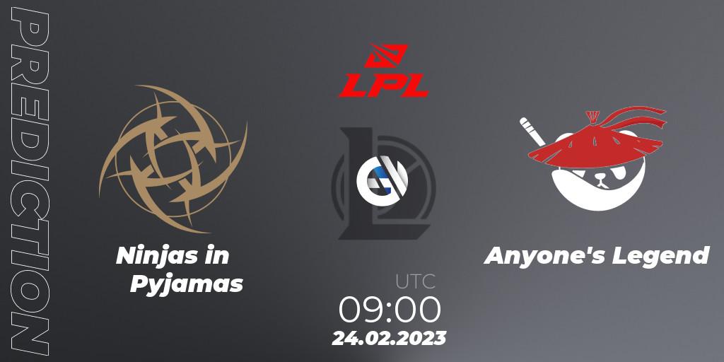 Ninjas in Pyjamas - Anyone's Legend: Maç tahminleri. 24.02.2023 at 09:00, LoL, LPL Spring 2023 - Group Stage