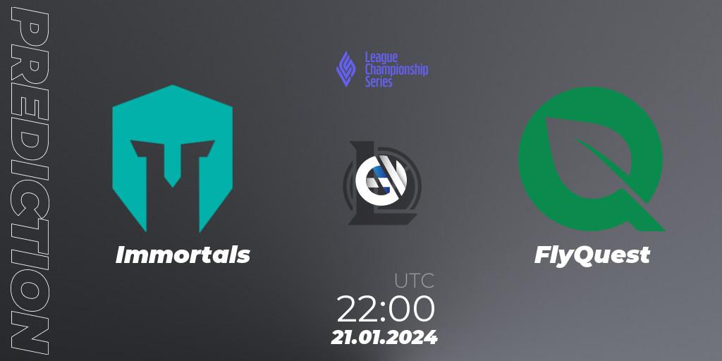 Immortals - FlyQuest: Maç tahminleri. 21.01.2024 at 22:00, LoL, LCS Spring 2024 - Group Stage