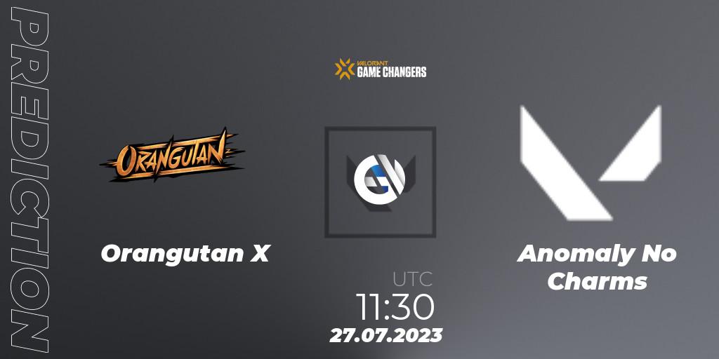 Orangutan X - Anomaly No Charms: Maç tahminleri. 27.07.2023 at 11:30, VALORANT, VCT 2023: Game Changers APAC Open 3