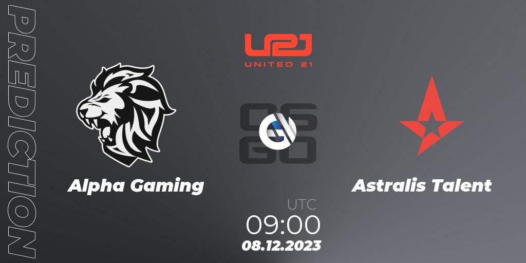 Alpha Gaming - Astralis Talent: Maç tahminleri. 08.12.2023 at 09:00, Counter-Strike (CS2), United21 Season 9