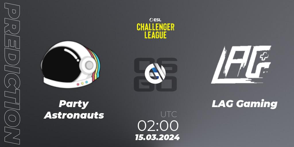 Party Astronauts - LAG Gaming: Maç tahminleri. 09.05.2024 at 01:00, Counter-Strike (CS2), ESL Challenger League Season 47: North America