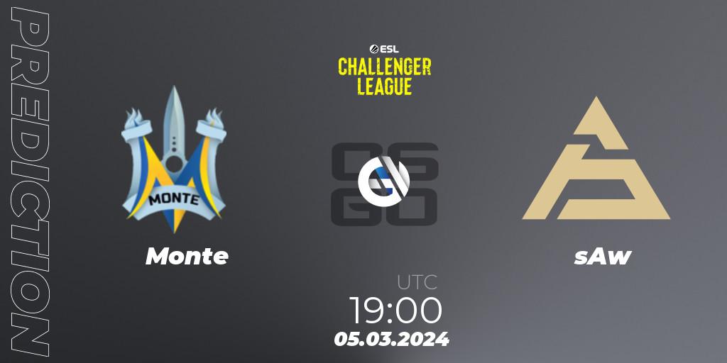 Monte - sAw: Maç tahminleri. 05.03.24, CS2 (CS:GO), ESL Challenger League Season 47: Europe