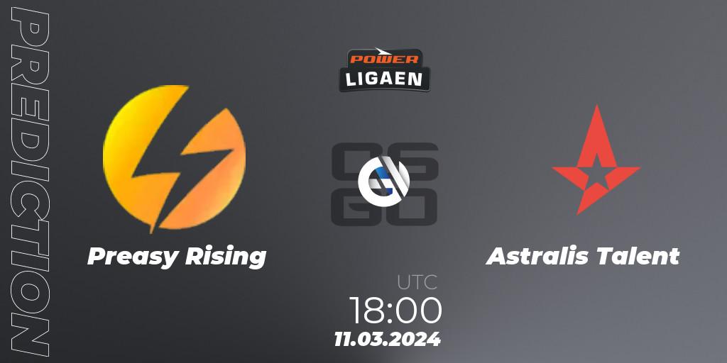 Preasy Rising - Astralis Talent: Maç tahminleri. 11.03.2024 at 18:00, Counter-Strike (CS2), Dust2.dk Ligaen Season 25