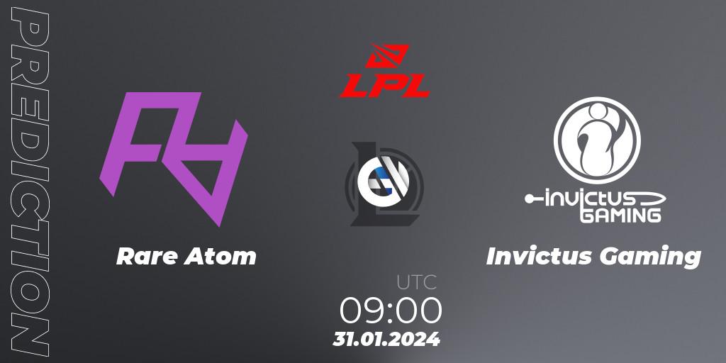 Rare Atom - Invictus Gaming: Maç tahminleri. 31.01.2024 at 09:00, LoL, LPL Spring 2024 - Group Stage