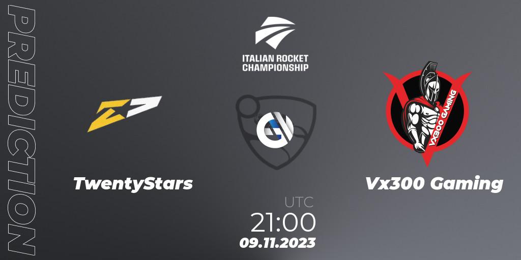 TwentyStars - Vx300 Gaming: Maç tahminleri. 09.11.2023 at 21:00, Rocket League, Italian Rocket Championship Season 11Serie A Relegation