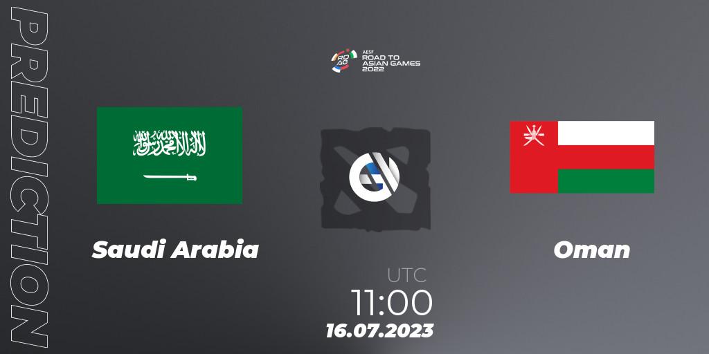 Saudi Arabia - Oman: Maç tahminleri. 16.07.2023 at 11:40, Dota 2, 2022 AESF Road to Asian Games - West Asia