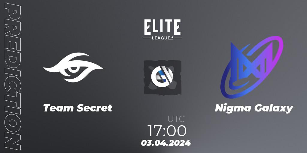 Team Secret - Nigma Galaxy: Maç tahminleri. 03.04.24, Dota 2, Elite League: Swiss Stage