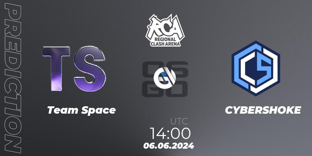 Team Space - CYBERSHOKE: Maç tahminleri. 06.06.2024 at 14:00, Counter-Strike (CS2), Regional Clash Arena CIS