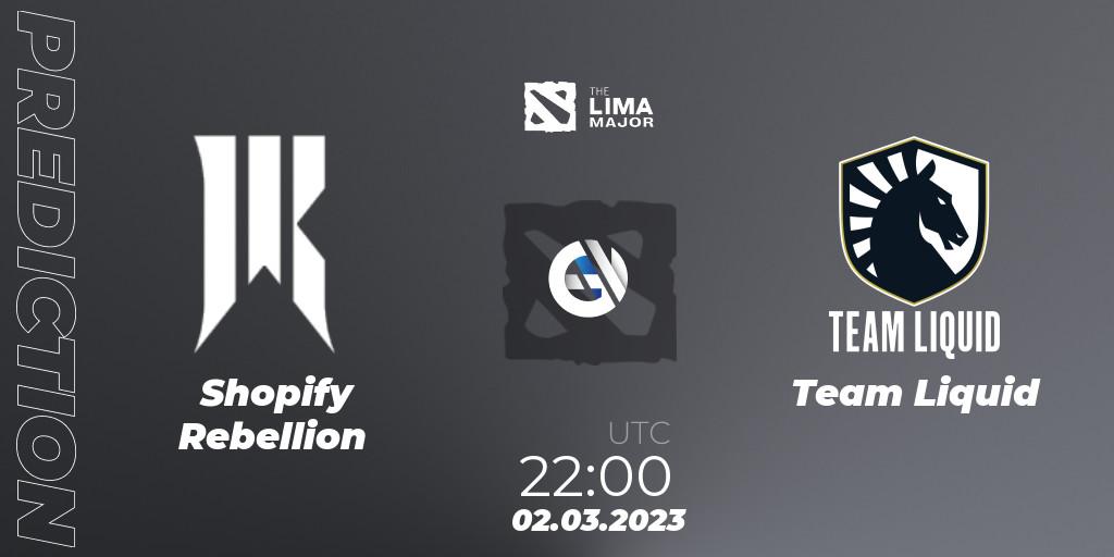 Shopify Rebellion - Team Liquid: Maç tahminleri. 02.03.23, Dota 2, The Lima Major 2023
