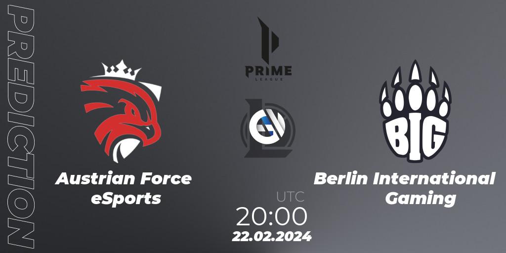 Austrian Force eSports - Berlin International Gaming: Maç tahminleri. 24.01.2024 at 18:00, LoL, Prime League Spring 2024 - Group Stage