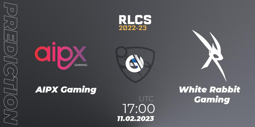 AIPX Gaming - White Rabbit Gaming: Maç tahminleri. 11.02.2023 at 17:20, Rocket League, RLCS 2022-23 - Winter: Sub-Saharan Africa Regional 2 - Winter Cup