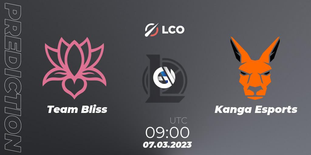Team Bliss - Kanga Esports: Maç tahminleri. 07.03.2023 at 09:00, LoL, LCO Split 1 2023 - Group Stage