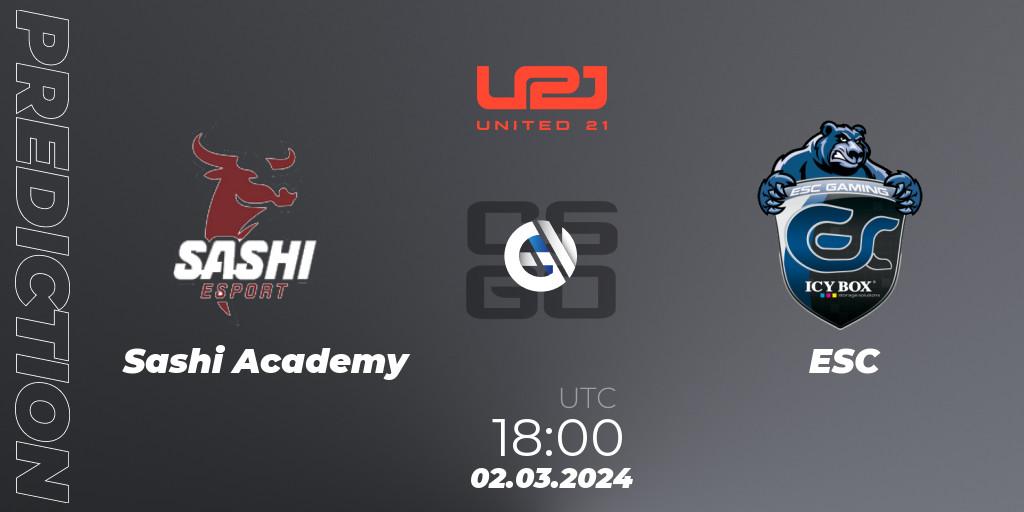 Sashi Academy - ESC: Maç tahminleri. 02.03.2024 at 18:00, Counter-Strike (CS2), United21 Season 11: Division 2