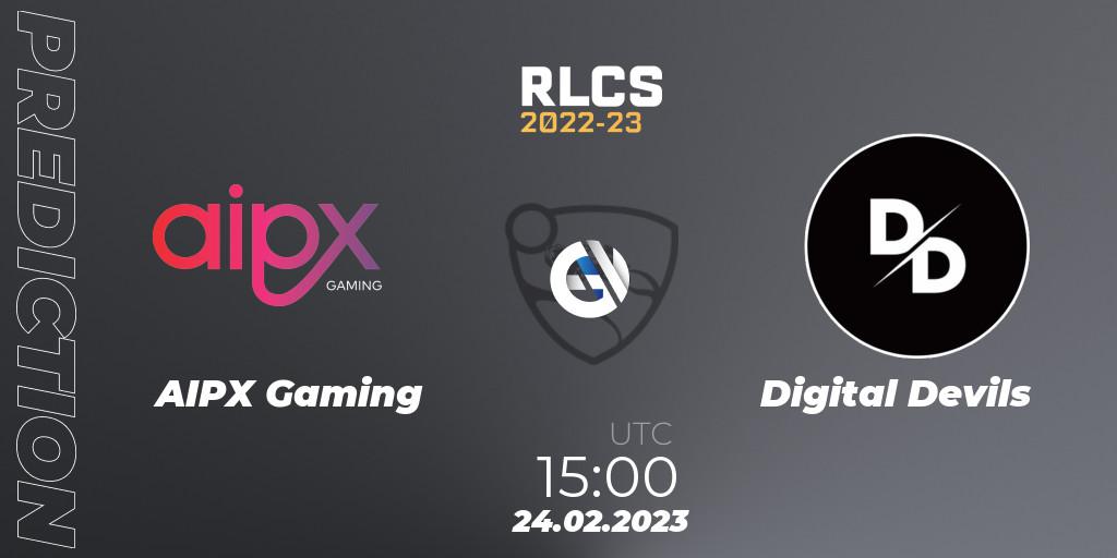 AIPX Gaming - Digital Devils: Maç tahminleri. 24.02.2023 at 15:00, Rocket League, RLCS 2022-23 - Winter: Sub-Saharan Africa Regional 3 - Winter Invitational