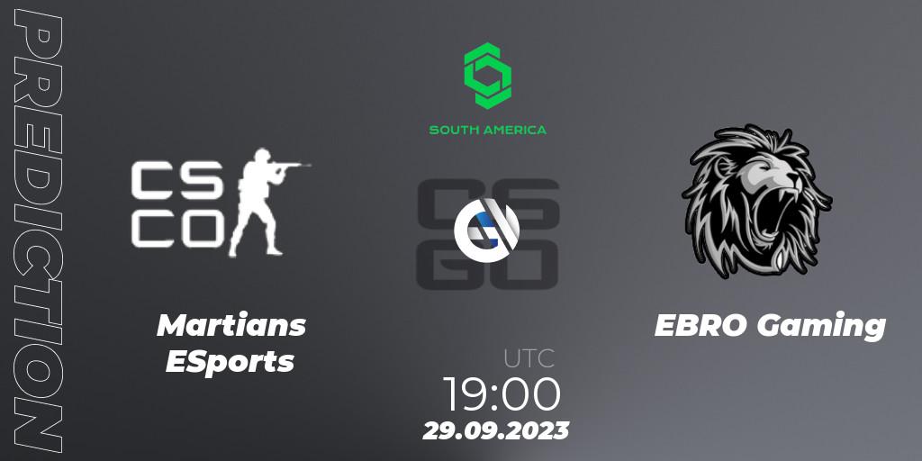 Martians ESports - EBRO Gaming: Maç tahminleri. 29.09.2023 at 19:00, Counter-Strike (CS2), CCT South America Series #12: Closed Qualifier