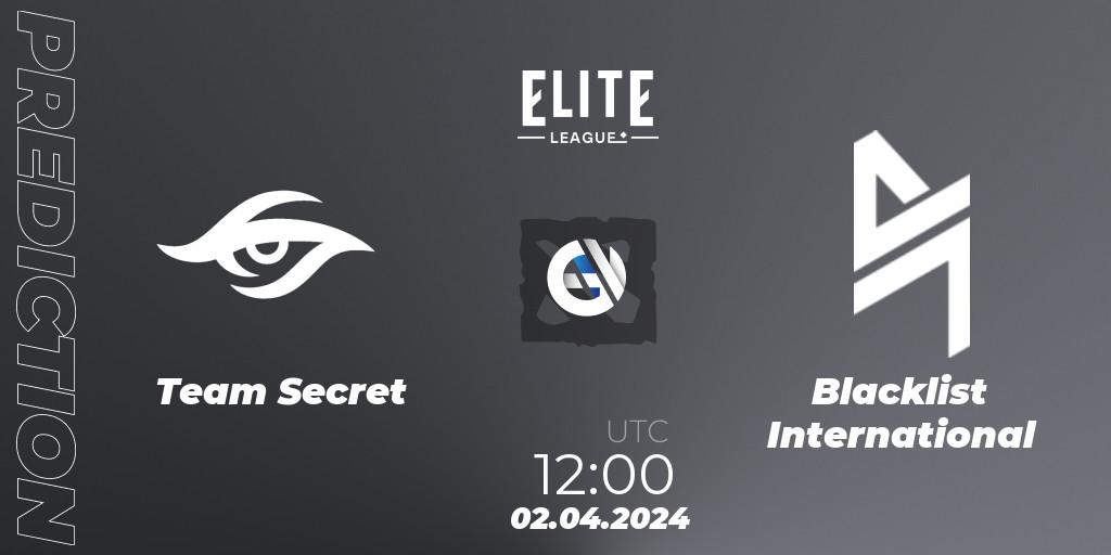 Team Secret - Blacklist International: Maç tahminleri. 02.04.24, Dota 2, Elite League: Swiss Stage