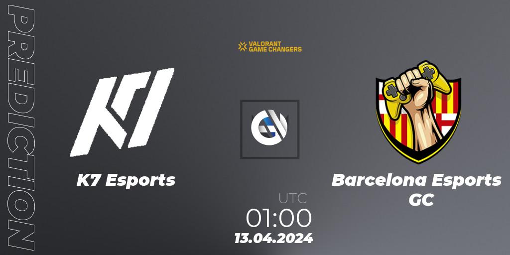 K7 Esports - Barcelona Esports GC: Maç tahminleri. 13.04.2024 at 01:00, VALORANT, VCT 2024: Game Changers LAN - Opening