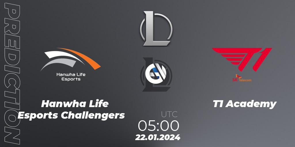 Hanwha Life Esports Challengers - T1 Academy: Maç tahminleri. 22.01.2024 at 05:00, LoL, LCK Challengers League 2024 Spring - Group Stage