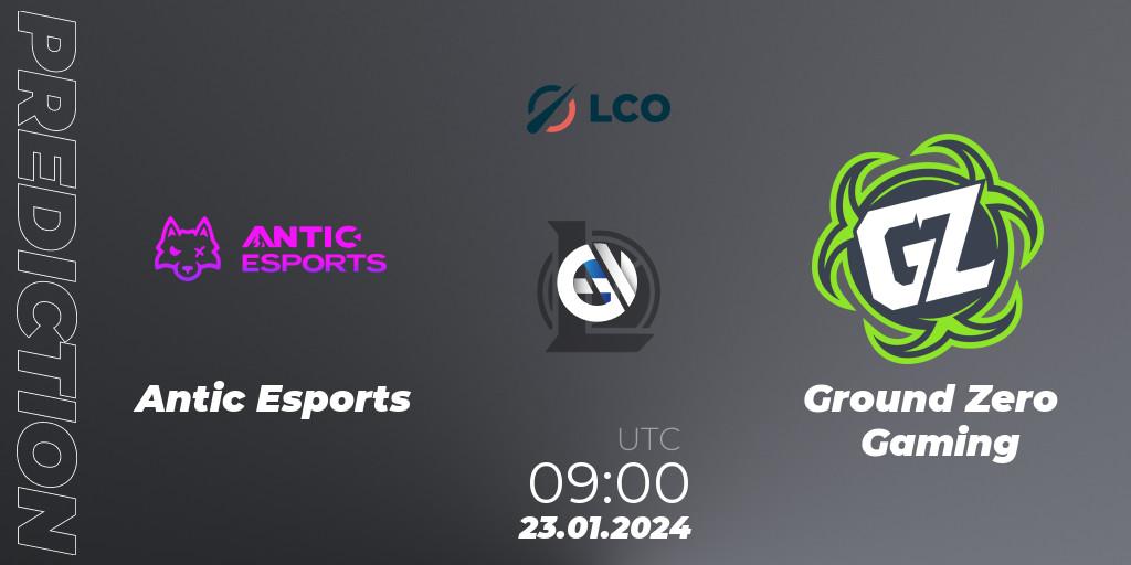 Antic Esports - Ground Zero Gaming: Maç tahminleri. 23.01.2024 at 09:00, LoL, LCO Split 1 2024 - Group Stage