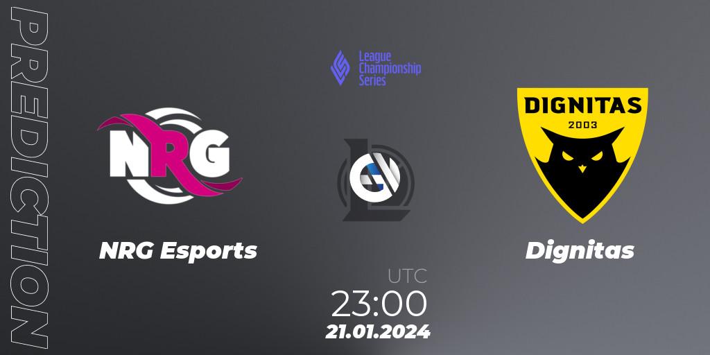 NRG Esports - Dignitas: Maç tahminleri. 21.01.2024 at 23:00, LoL, LCS Spring 2024 - Group Stage