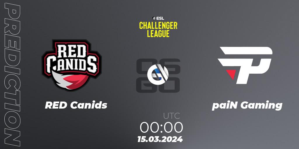 RED Canids - paiN Gaming: Maç tahminleri. 09.05.2024 at 00:00, Counter-Strike (CS2), ESL Challenger League Season 47: South America