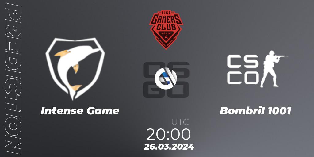 Intense Game - Bombril 1001: Maç tahminleri. 26.03.2024 at 20:00, Counter-Strike (CS2), Gamers Club Liga Série A: March 2024