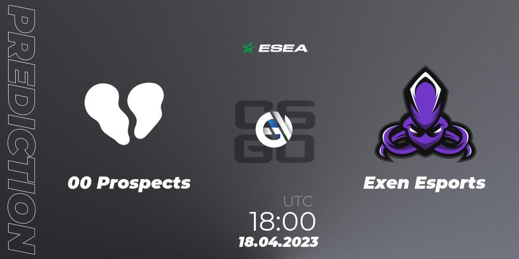 00 Prospects - Exen Esports: Maç tahminleri. 18.04.2023 at 18:00, Counter-Strike (CS2), ESEA Season 45: Advanced Division - Europe