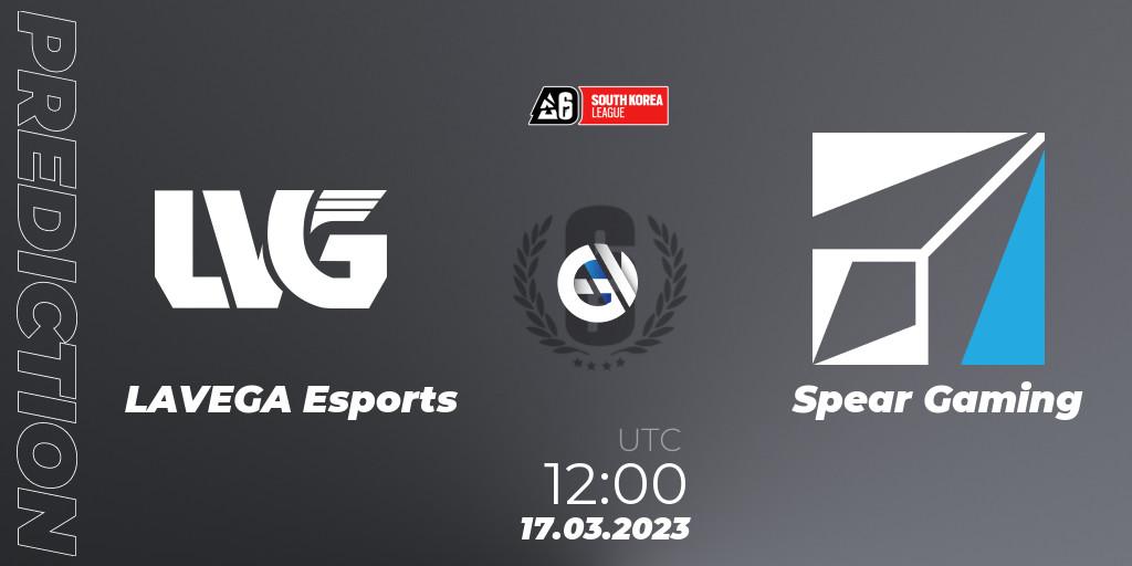 LAVEGA Esports - Spear Gaming: Maç tahminleri. 17.03.2023 at 12:00, Rainbow Six, South Korea League 2023 - Stage 1