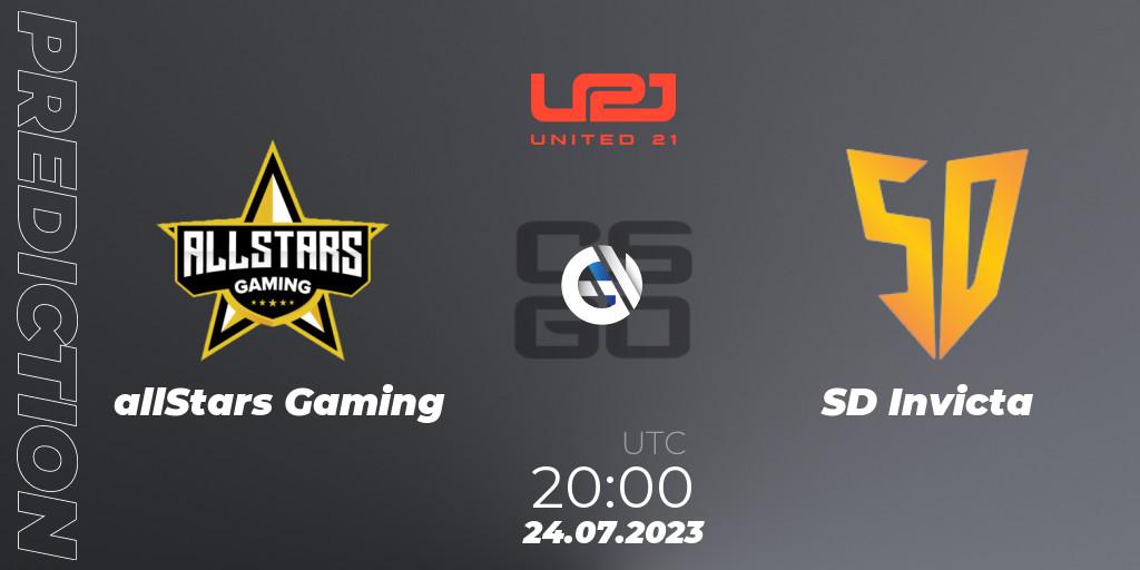allStars Gaming - SD Invicta: Maç tahminleri. 24.07.2023 at 20:00, Counter-Strike (CS2), United21 Season 4