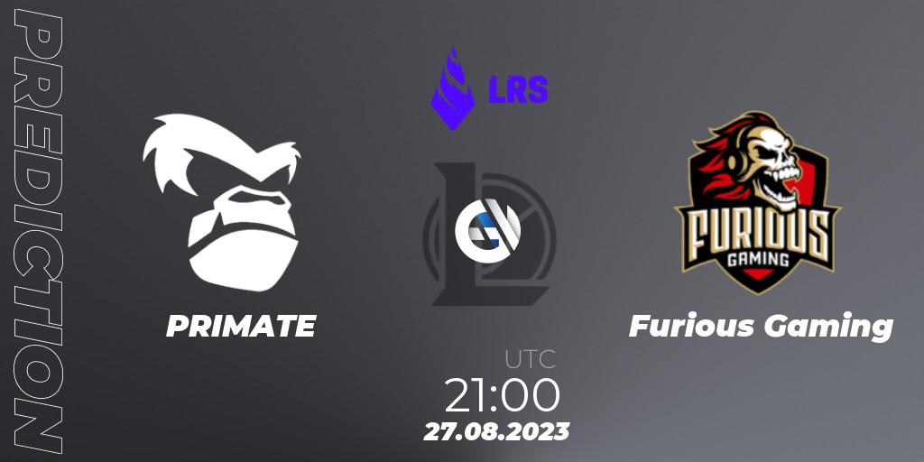PRIMATE - Furious Gaming: Maç tahminleri. 27.08.23, LoL, Liga Regional Sur 2023