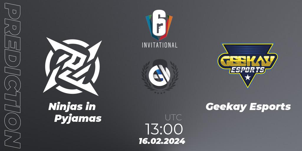 Ninjas in Pyjamas - Geekay Esports: Maç tahminleri. 16.02.24, Rainbow Six, Six Invitational 2024 - Group Stage
