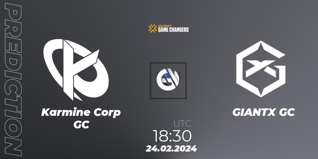 Karmine Corp GC - GIANTX GC: Maç tahminleri. 24.02.2024 at 18:00, VALORANT, VCT 2024: Game Changers EMEA Stage 1