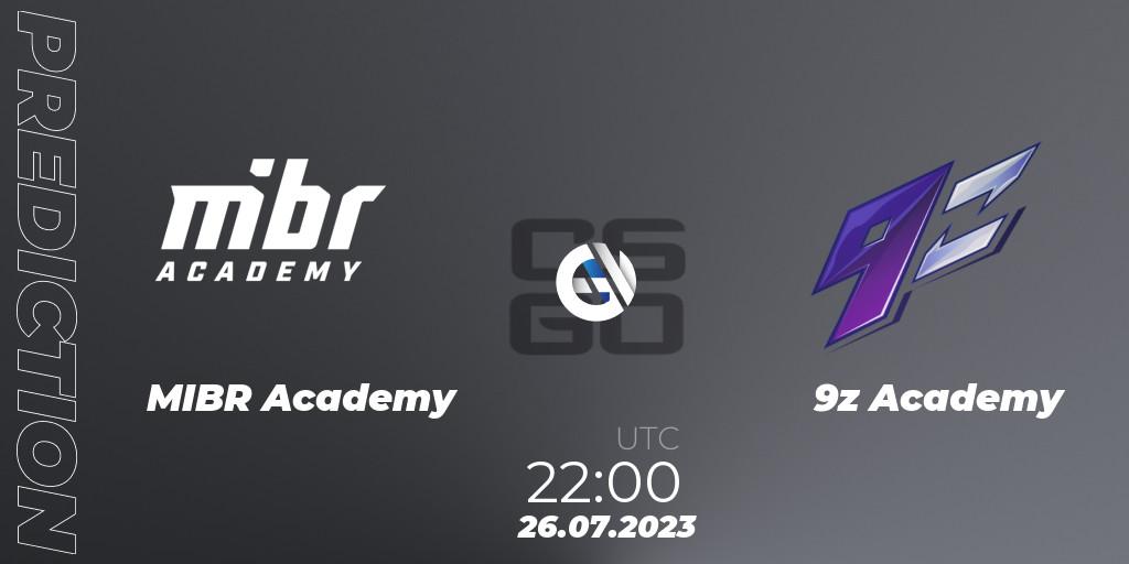MIBR Academy - 9z Academy: Maç tahminleri. 26.07.2023 at 22:00, Counter-Strike (CS2), Gamers Club Liga Série A: July 2023