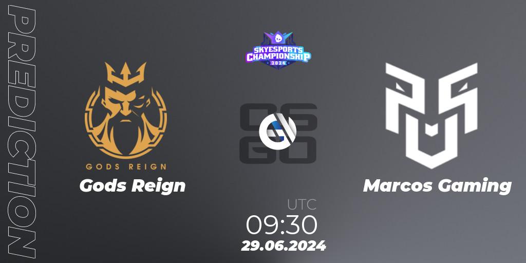 Gods Reign - Marcos Gaming: Maç tahminleri. 29.06.2024 at 09:30, Counter-Strike (CS2), Skyesports Championship 2024: Indian Qualifier
