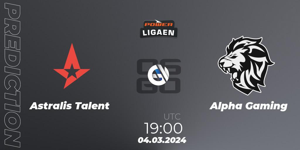 Astralis Talent - Alpha Gaming: Maç tahminleri. 06.03.2024 at 19:00, Counter-Strike (CS2), Dust2.dk Ligaen Season 25