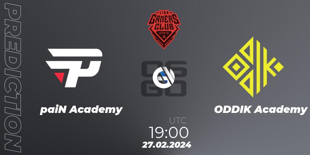 paiN Academy - ODDIK Academy: Maç tahminleri. 27.02.2024 at 19:00, Counter-Strike (CS2), Gamers Club Liga Série A: February 2024