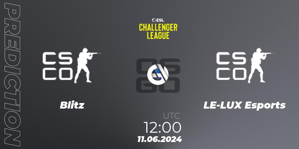 Blitz - LE-LUX Esports: Maç tahminleri. 11.06.2024 at 12:00, Counter-Strike (CS2), ESL Challenger League Season 47 Relegation: Oceania