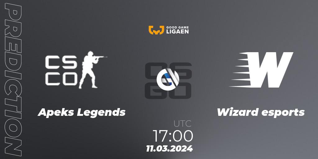 Apeks Legends - Wizard esports: Maç tahminleri. 11.03.24, CS2 (CS:GO), Good Game-ligaen Spring 2024