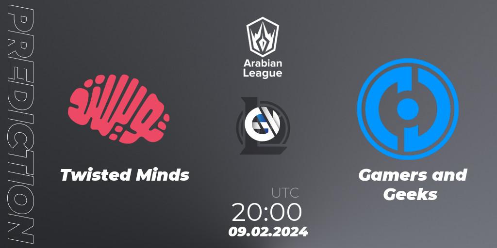 Twisted Minds - Gamers and Geeks: Maç tahminleri. 09.02.2024 at 20:00, LoL, Arabian League Spring 2024