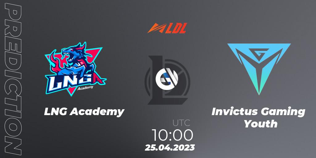 LNG Academy - Invictus Gaming Youth: Maç tahminleri. 25.04.2023 at 12:00, LoL, LDL 2023 - Regular Season - Stage 2