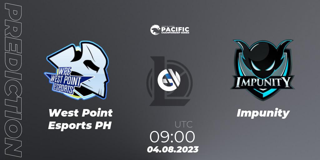 West Point Esports PH - Impunity: Maç tahminleri. 05.08.23, LoL, PACIFIC Championship series Group Stage