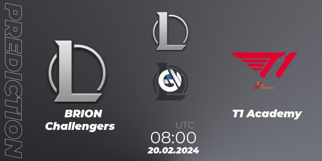 BRION Challengers - T1 Academy: Maç tahminleri. 20.02.2024 at 08:00, LoL, LCK Challengers League 2024 Spring - Group Stage