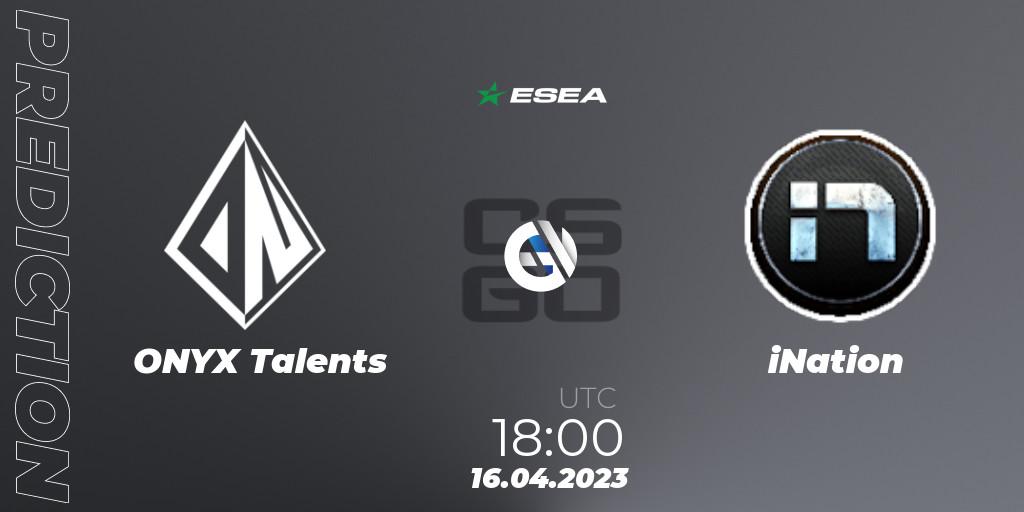 ONYX Talents - iNation: Maç tahminleri. 19.04.2023 at 19:00, Counter-Strike (CS2), ESEA Season 45: Advanced Division - Europe