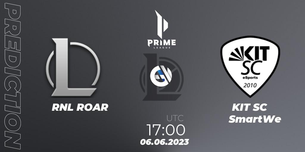 RNL ROAR - KIT SC SmartWe: Maç tahminleri. 06.06.2023 at 17:00, LoL, Prime League 2nd Division Summer 2023