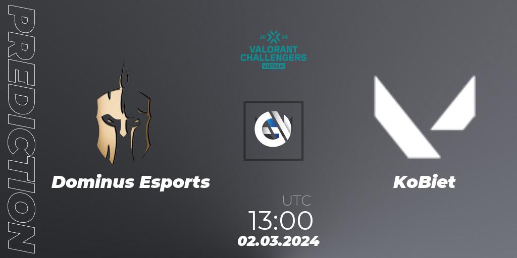 Dominus Esports - KoBiet: Maç tahminleri. 02.03.2024 at 13:30, VALORANT, VALORANT Challengers 2024 Vietnam: Split 1