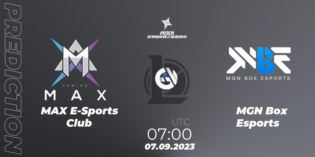 MAX E-Sports Club - MGN Box Esports: Maç tahminleri. 07.09.23, LoL, Asia Star Challengers Invitational 2023